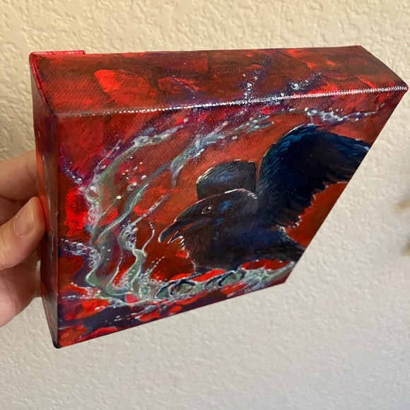 Original painting raven crow art ooak surreal artwork direct from artist USA - Picture 7 of 9